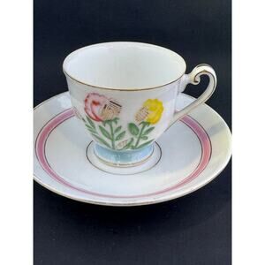Porcelain Mocco Made in Occupied Japan Vintage Demitasse cup and Saucer